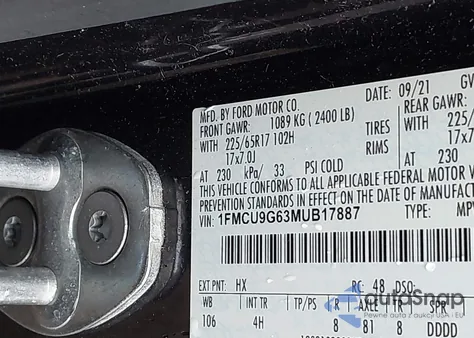 2021 Ford Escape Se z USA, uszkodzony, nr VIN 1FMCU9G63MUB17887